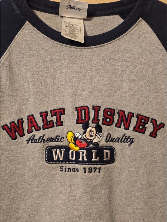 Other - Vintage Walt Disney World Mickey Mouse Raglan Shirt Embroidered Y2K Gray Small